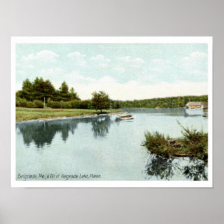 Poster Lago Belgrado, Maine 1910 Vintage