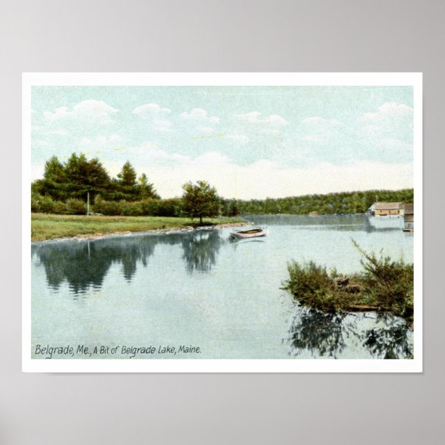Poster Lago Belgrado, Maine 1910 Vintage (Frente)