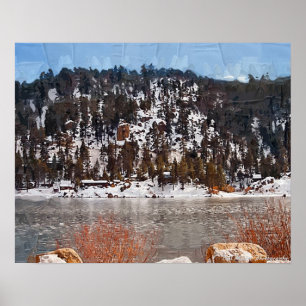 Poster Lago big Bear, neve do inverno