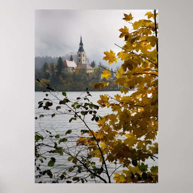 Poster Lago Bled no outono (Frente)