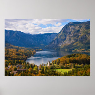 Poster Lago Bohinj na Eslovênia no outono
