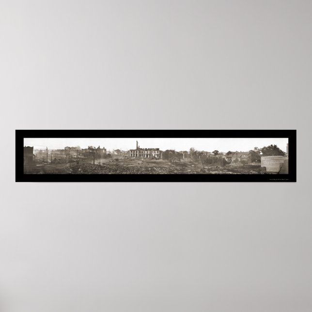 Pôster Lago Charles LA Burned Foto 1910 (Frente)