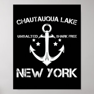 Poster Lago Chautauqua Nova York Piada Pesca Acampamento