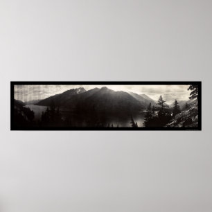 Poster Lago Chelan, foto 1908 das montanhas da cascata de