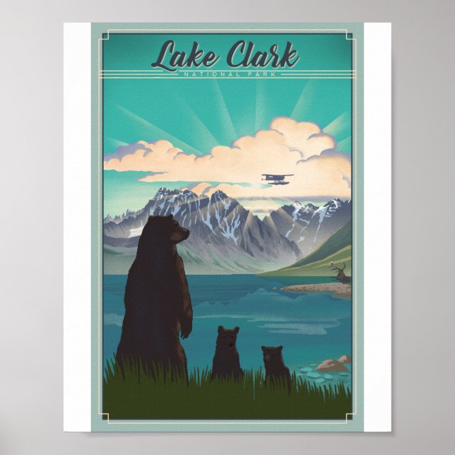 Poster Lago Clark National Park Litho Trabalho de arte Po (Frente)
