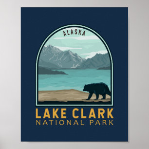 Poster Lago Clark National Park Vintage Emblem