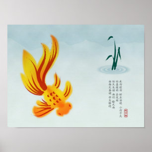 Pôster Lago com Koi