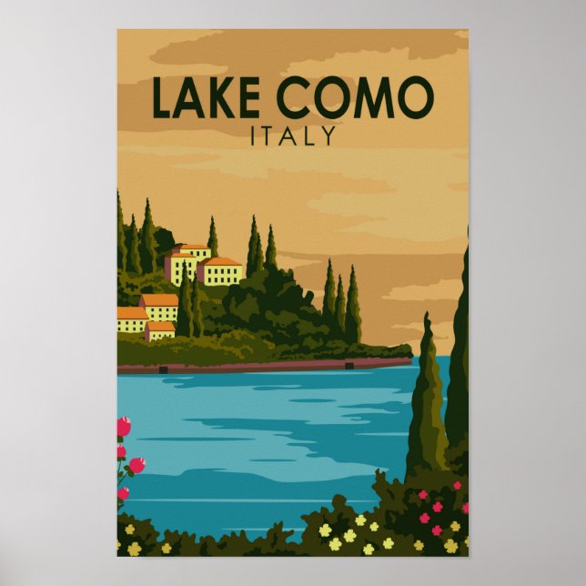 Poster Lago Como Itália Vintage (Frente)