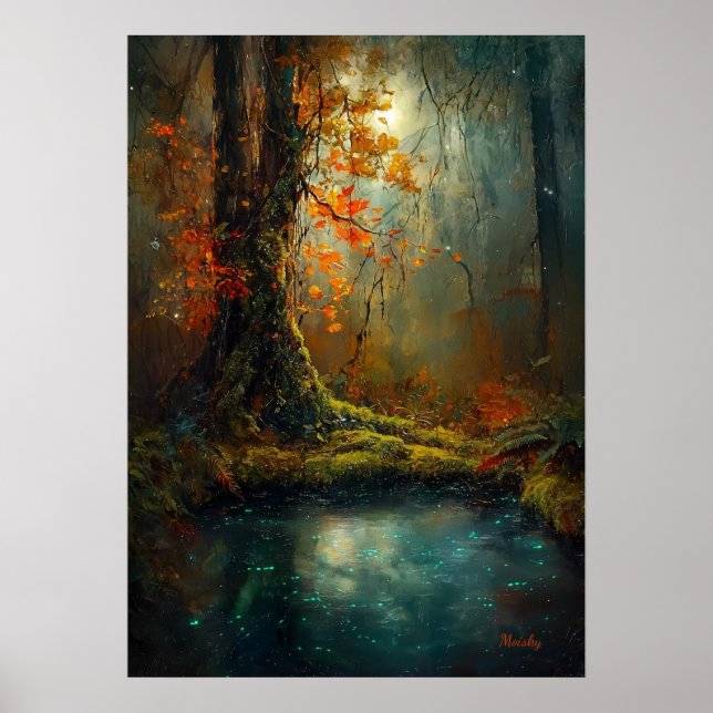 Poster Lago da Floresta Encantada - Arte Mística da Flore (Frente)