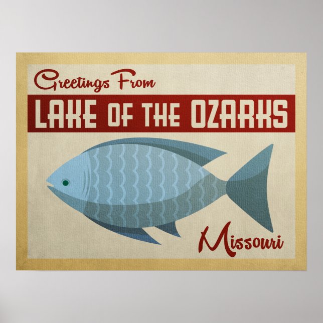Poster Lago da Viagens vintage de Ozarks (Frente)