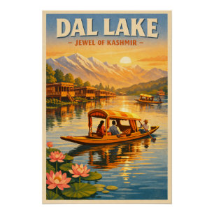 Pôster Lago Dal, Srinagar, Índia, em um clássico