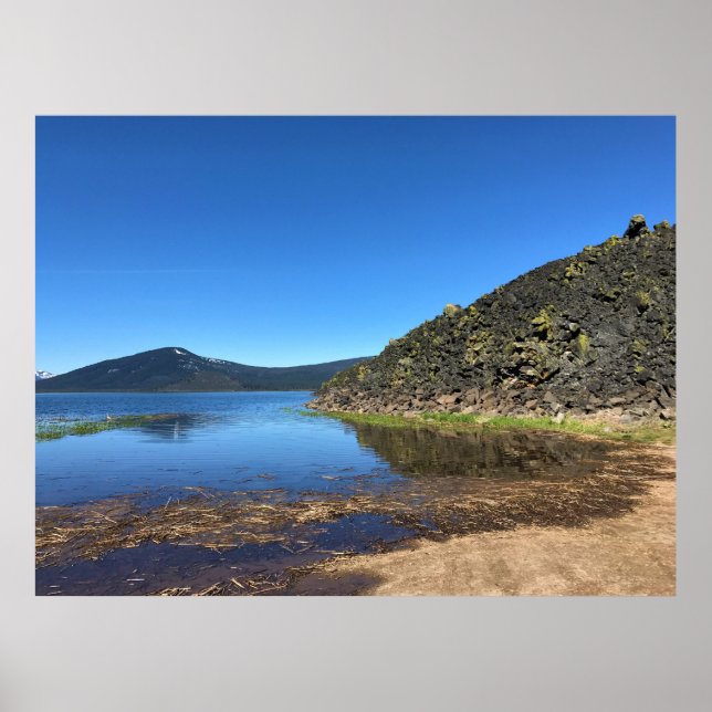Poster Lago Davis com Lava Rocks, Oregon (Frente)