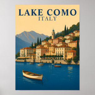 Poster Lago de Como Itália Viagem Antiga Lagos Italianos