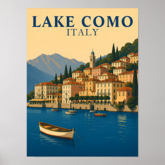 Poster Lago de Como Itália Viagem Antiga Lagos Italianos