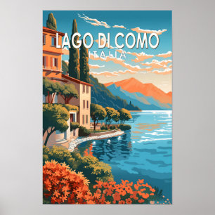 Poster Lago de Como Italia Viagem Art Vintage
