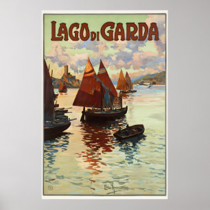 Poster Lago de Garda - Cartaz de Viagem Antigo