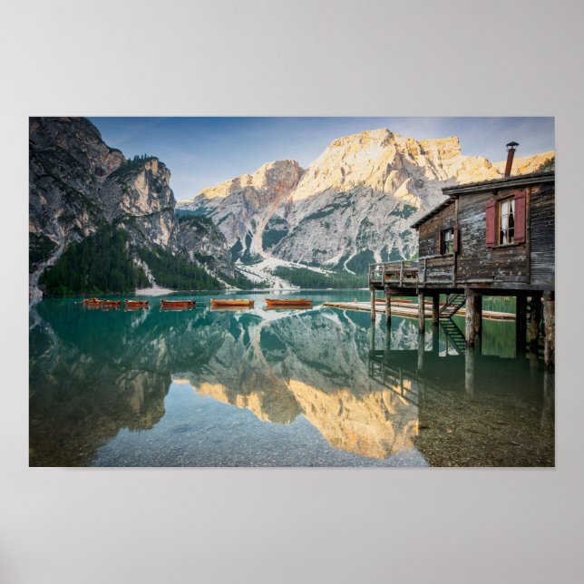 Poster Lago di Braies, Dolomites, Itália (Frente)