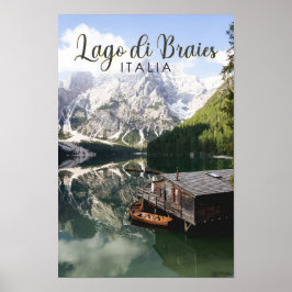 Poster Lago di Braies Itália Viagem Art Vintage