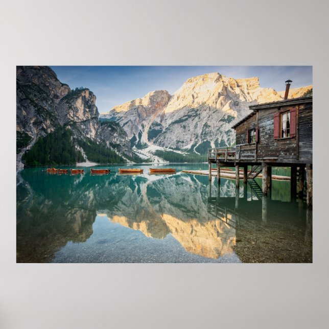 Poster Lago di Braies nos Dolomites na Itália (Frente)