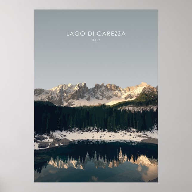 Poster Lago Di Carezza, Italy Travel Illustration (Frente)