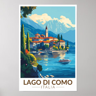 Poster Lago di Como Itália Lombardia Viagem Arte Vintage