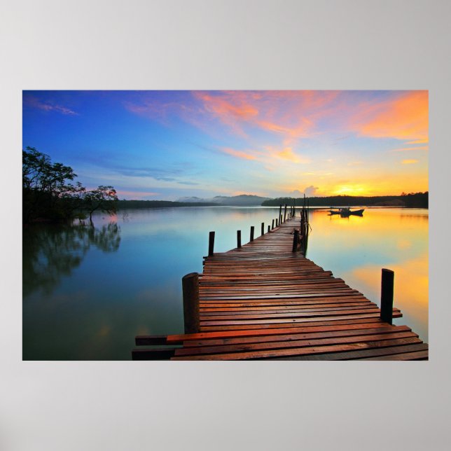 Poster Lago Dock Pier Sunrise (Frente)