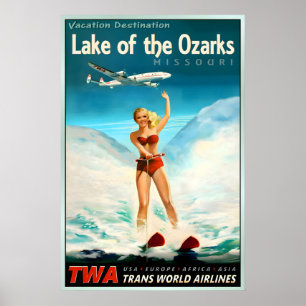 Poster Lago dos Ozarks Missouri TWA Trans World