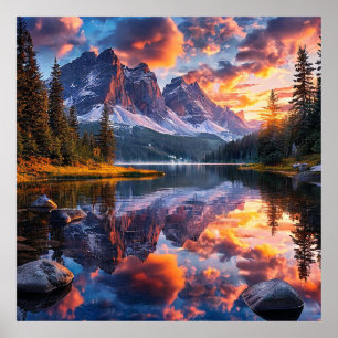 Poster Lago e montanhas