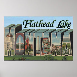 Pôster Lago Flathead, Montana - grandes cenas da letra