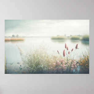 Poster Lago Fog Calm Tranquil Natureza Paceful Fluxo de É
