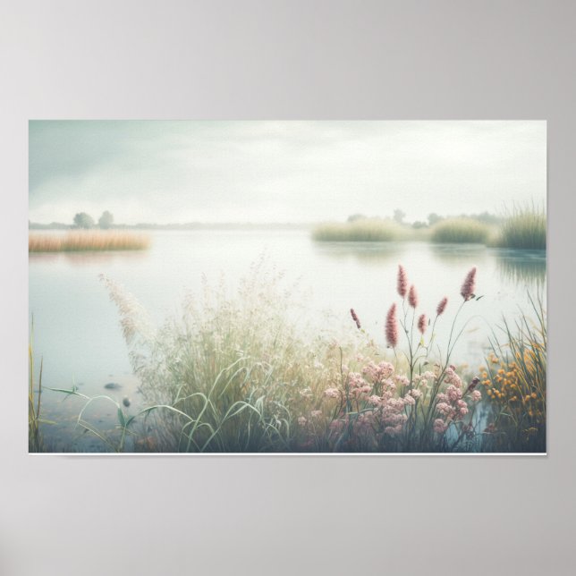 Poster Lago Fog Calm Tranquil Natureza Paceful Fluxo de É (Frente)