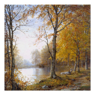 Pôster Lago forest em Automn