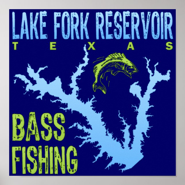 Pôster Lago Fork Reservoir, Texas Bass Fisheries (Frente)