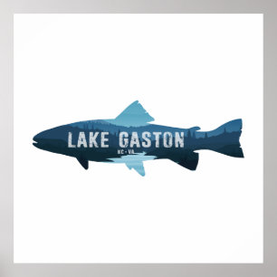 Poster Lago Gaston North Carolina Virginia Fish