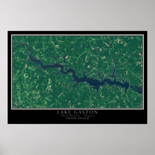 Poster Lago Gaston North Carolina - Virginia Satellite (Frente)