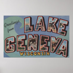 Pôster Lago Genebra, Wisconsin - grandes cenas da letra