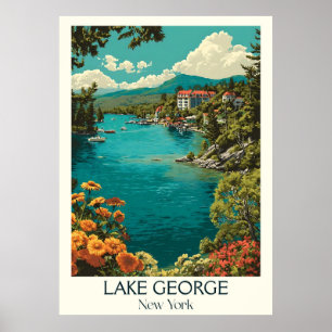 Poster Lago George New York Vintage Adirondack Lake Art