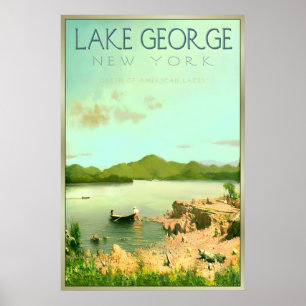 Poster Lago George Nova York Adirondacks Viagem Retro