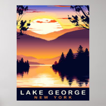 Lago George, NY, Pôr do Sol Romântico, Viagem