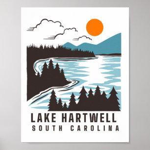 Poster Lago Hartwell Carolina do Sul Verão Vida no Lago B