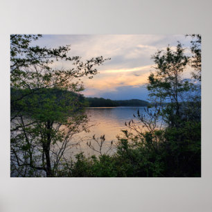 Poster Lago Hartwell Mountain Sunset