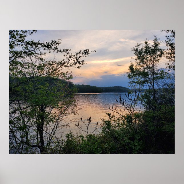 Poster Lago Hartwell Mountain Sunset (Frente)