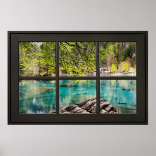 Poster Lago - Illusão da Janela Preta do Cenário de Lagoa