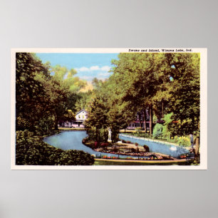 Poster Lago Indiana Winona cerca de 1930