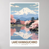 Lago Kawaguchiko Japão Viagem Arte Vintage