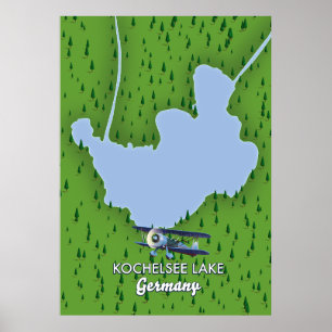 Poster Lago Kochelsee, mapa da Alemanha