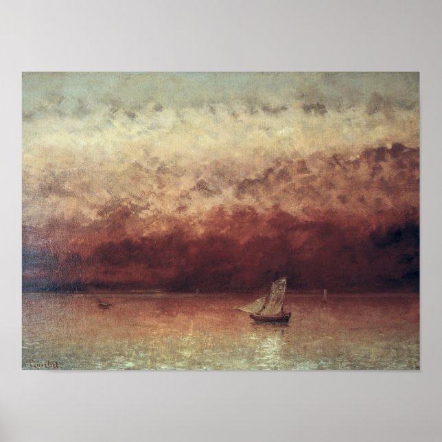 Poster Lago Leman com Setting Sun, c.1876 (Frente)