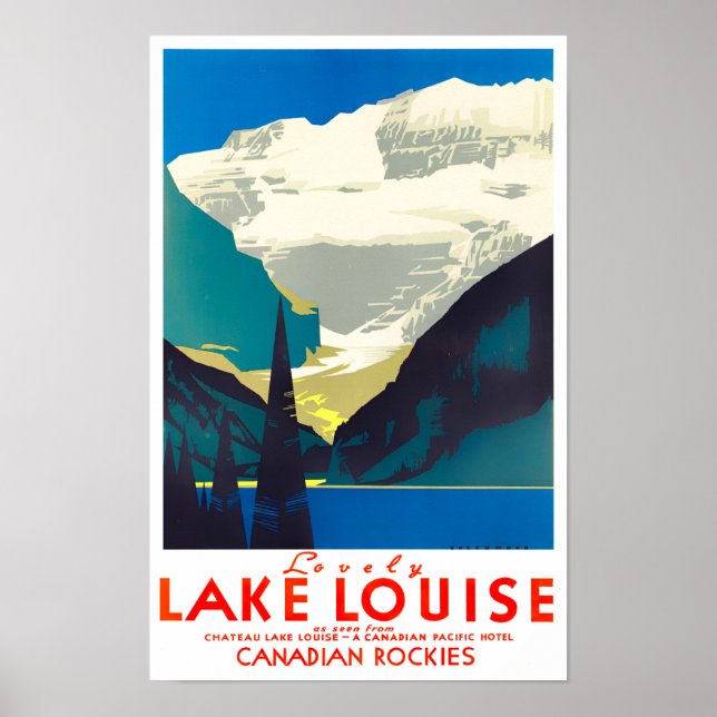 Poster Lago Louise Canada viagens vintage (Frente)