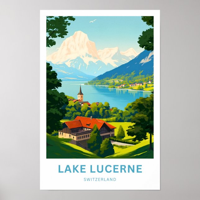 Poster Lago Lucerne Suíça Travel Print (Frente)
