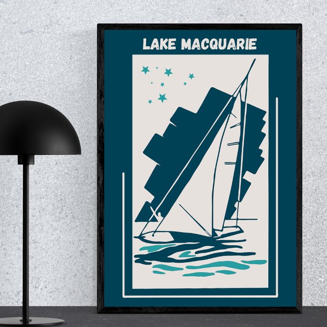 Poster Lago Macquarie, Austrália - Vintage Sailing (Criador carregado)